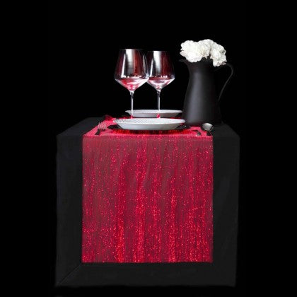 TABLE RUNNER (LUMINOUS FIBER OPTIC FABRIC) - BLACK FULLSTAR